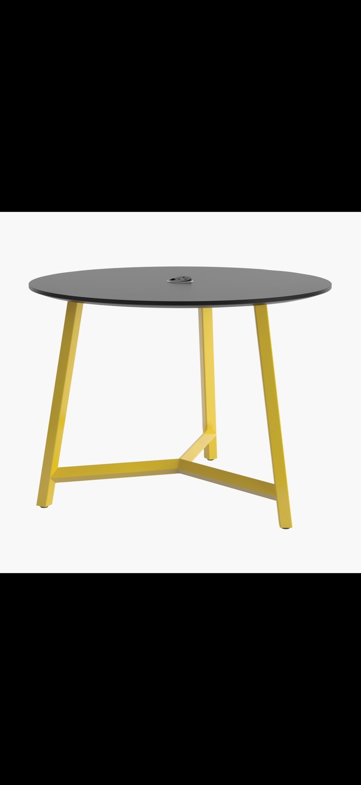 Frovi Relic 3-Leg Round Table – Yellow Frame & White Top – 900mm
