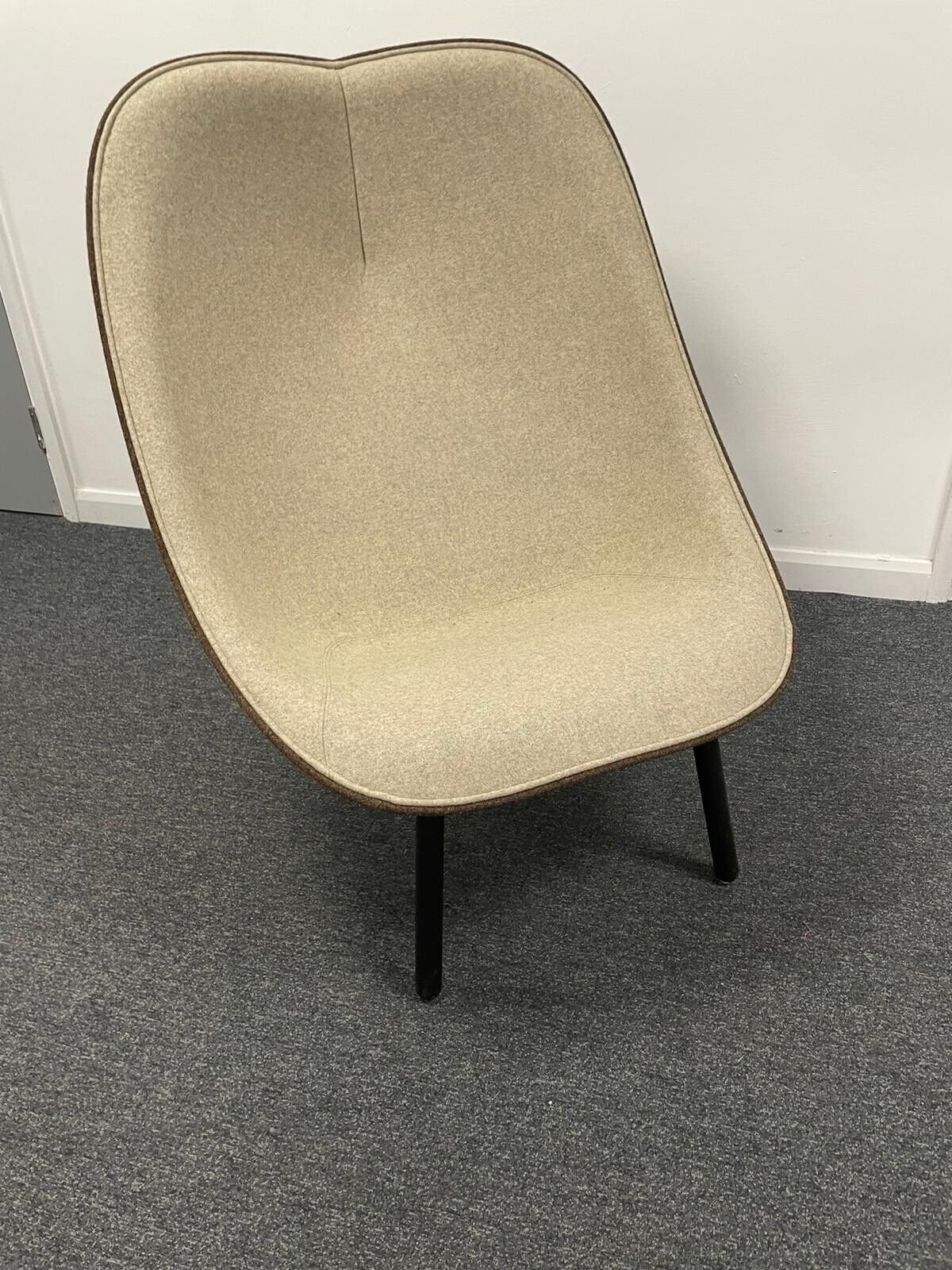 HAY Uchiwa lounge chair by Doshi Levien cream mix cloth & chocolate cloth shell