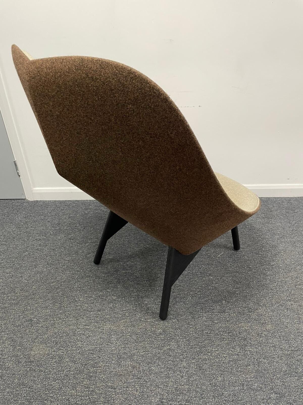 HAY Uchiwa lounge chair by Doshi Levien cream mix cloth & chocolate cloth shell