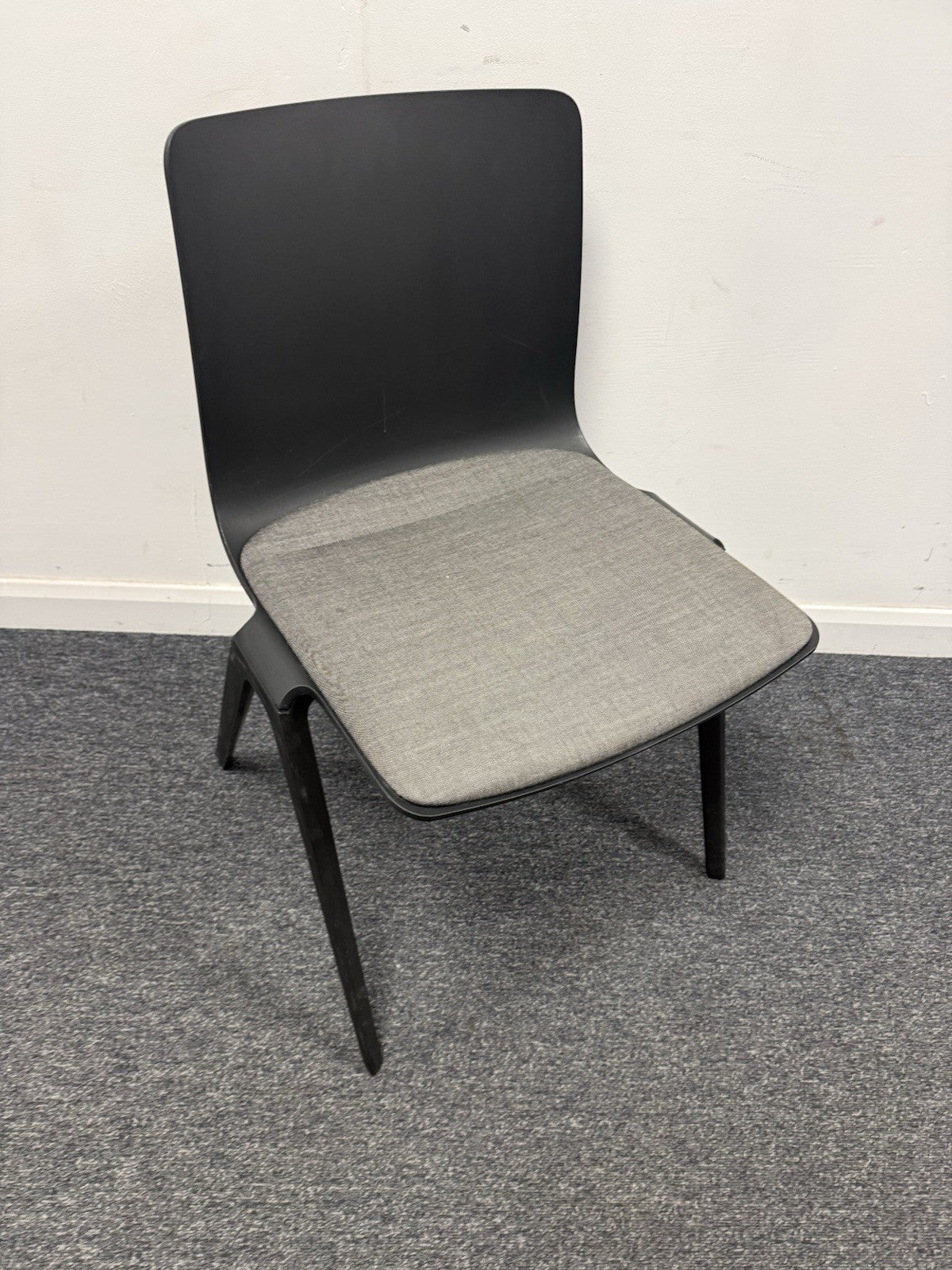 Brunner A -Chair Conference Dining Chair Black Shell Grey Upholstered Seat
