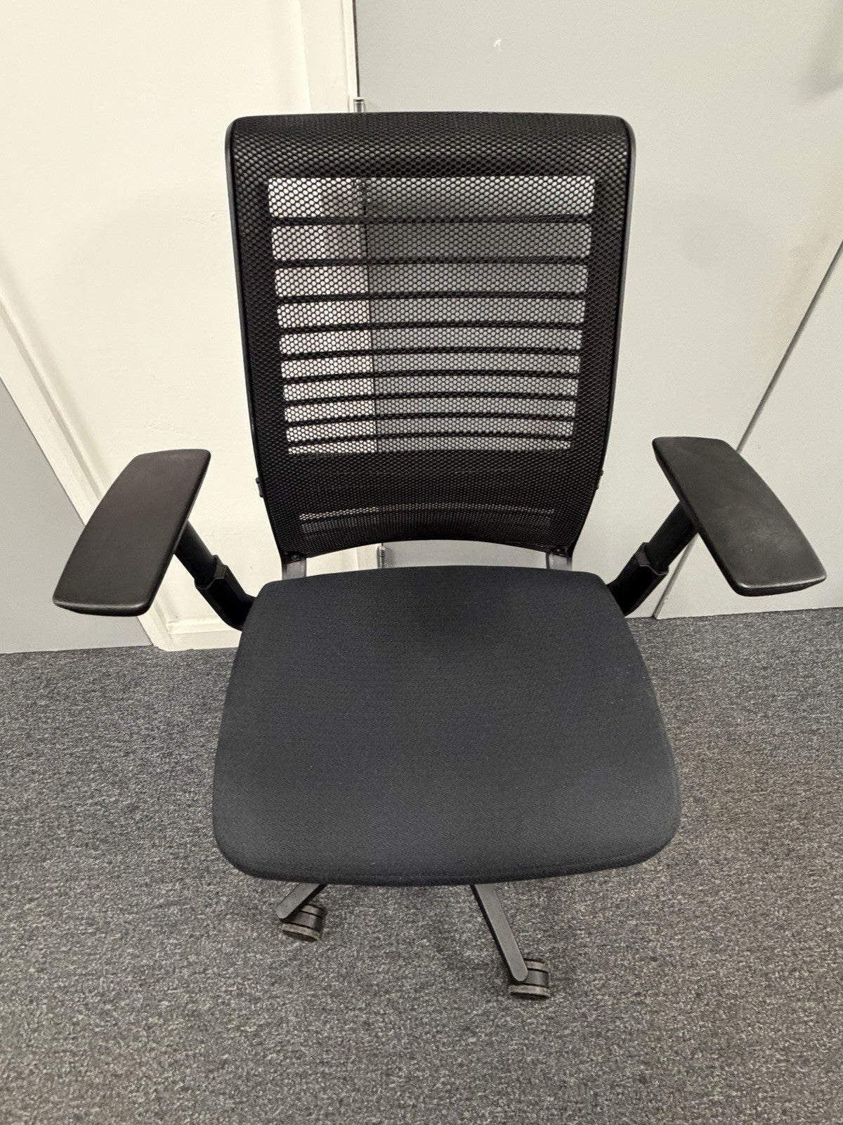 Steelcase Think V2 Operator Chair, Adjustable Lumbar Support, Black Mesh / Fa...
