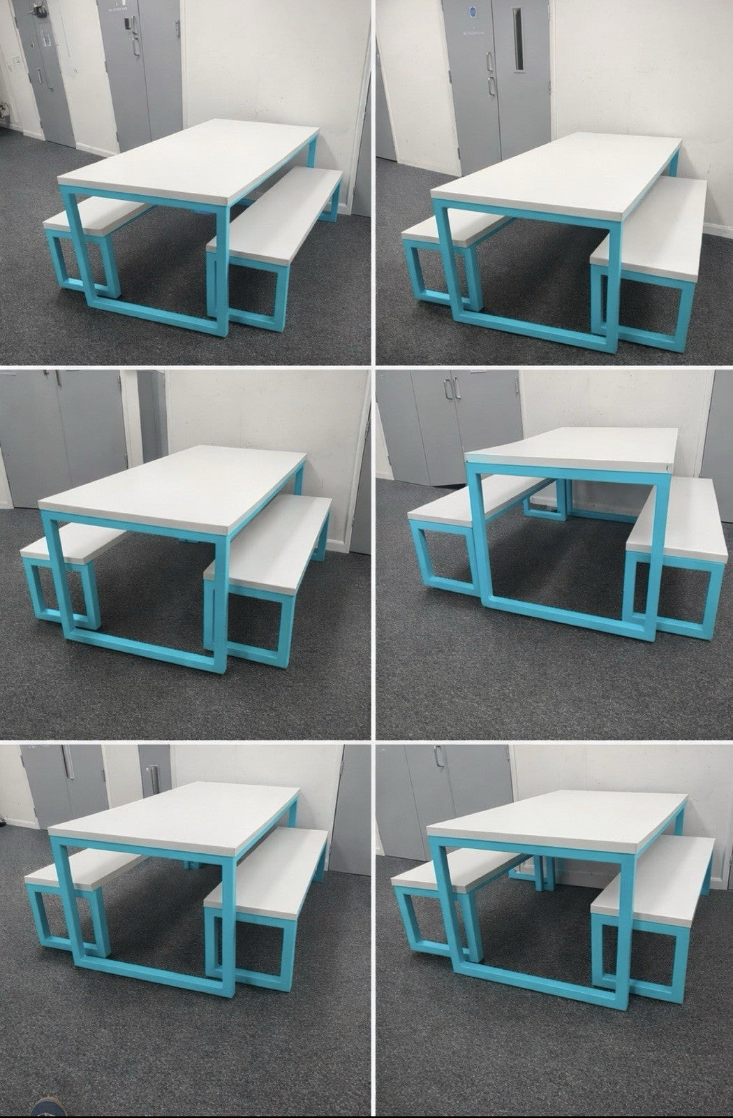 Frovi Block Bench / Collaborative Table Pink Frame, White Top Commercial Quality