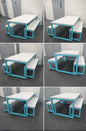 Frovi Block Bench / Collaborative Table Pink Frame, White Top Commercial Quality