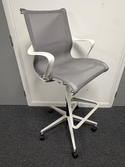 Herman Miller Setu Draughtsman Chair – Grey Mesh Ergonomic Designer Office Chair