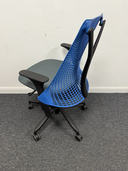 Herman Miller Sayl Office Chair Blue/White/Black Backs.