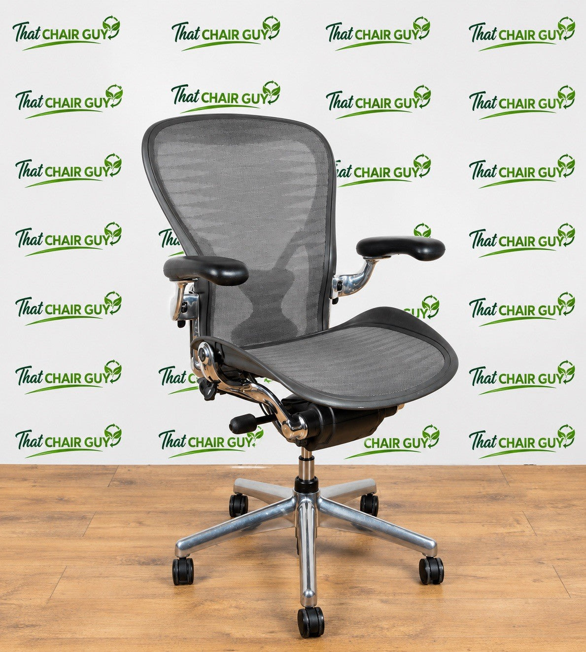 Herman Miller Aeron Classic Size B Polished Aluminium Fully Adjustable Chair