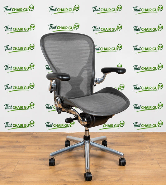 Herman Miller Aeron Classic Size B Polished Aluminium Fully Adjustable Chair