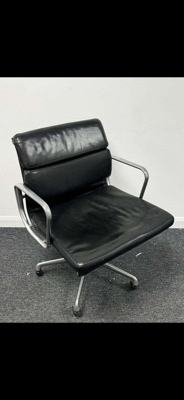 AUTHENTIC Vitra Charles Eames EA217 Soft Pad Chair BLACK LEATHER ICONIC