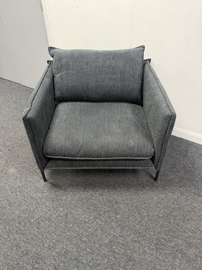 Bolia Pepe Armchair – Designer Scandinavian Lounge Chair – Dark Grey Fabric