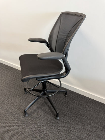 Humanscale Diffrient World Draughtsman Chair Ergonomic Office Stool Mesh Black