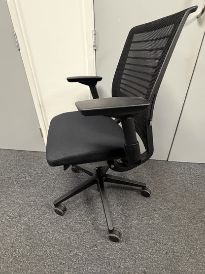 Steelcase Think V2 Operator Chair, Adjustable Lumbar Support, Black Mesh / Fa...