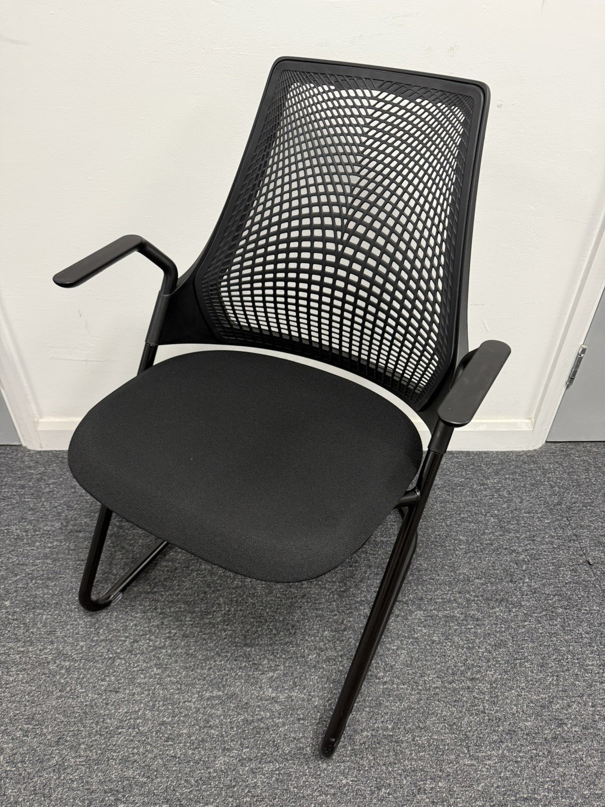Herman Miller Sayl Conference Chair, Black Triflex / Fabric, Cantilever Frame