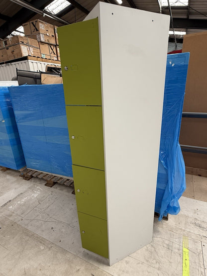 Bisley four door  locker in Grey  With Green Doors Height 1800mm  Width 300mm  