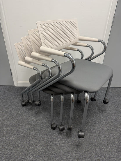 Vitra Visaroll Chairs – Set of 4 – Stacking / Mobile – Office / Meeting Chairs