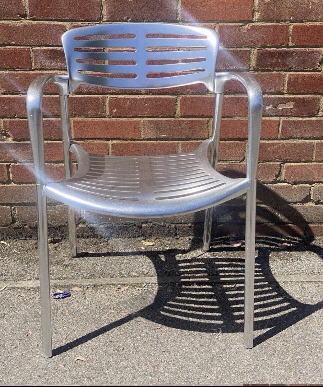 Jorge Pensi Aluminium Designer Outdoor Patio Chairs x4 – Stackable Armchairs