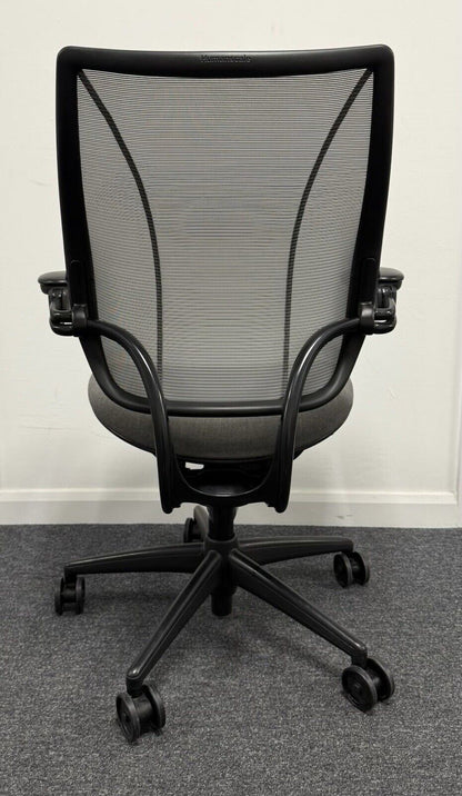 Humanscale Liberty Task Chair silver mesh back with grey seat on black base