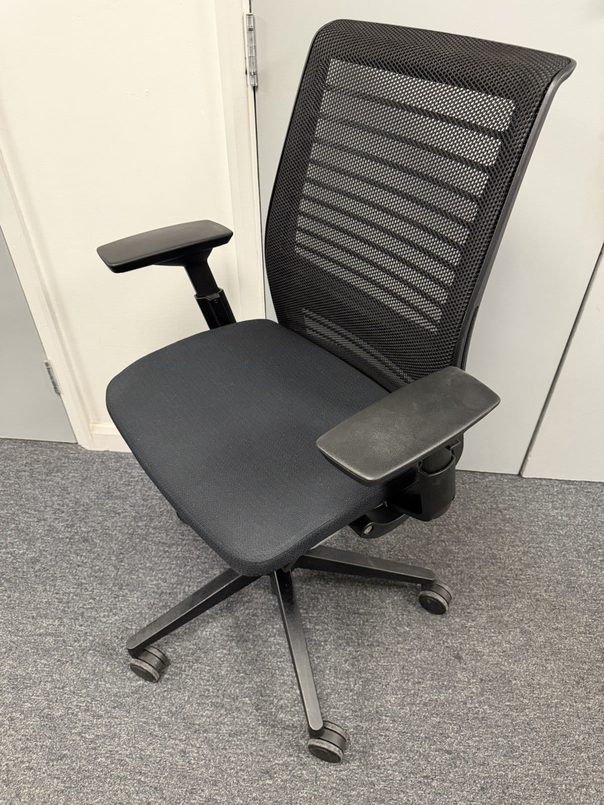 Steelcase Think V2 Operator Chair, Adjustable Lumbar Support, Black Mesh / Fa...