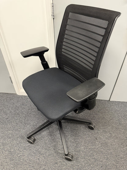 Steelcase Think V2 Operator Chair, Adjustable Lumbar Support, Black Mesh / Fa...