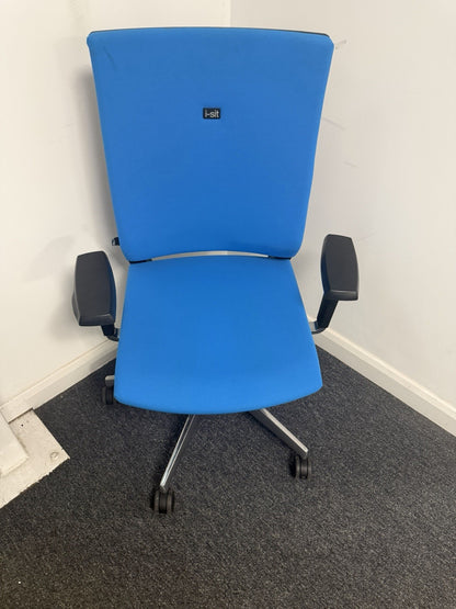 Elite I-Sit Ergonomic Office Chair Blue Fabric Adjustable Arms Task Office Chair