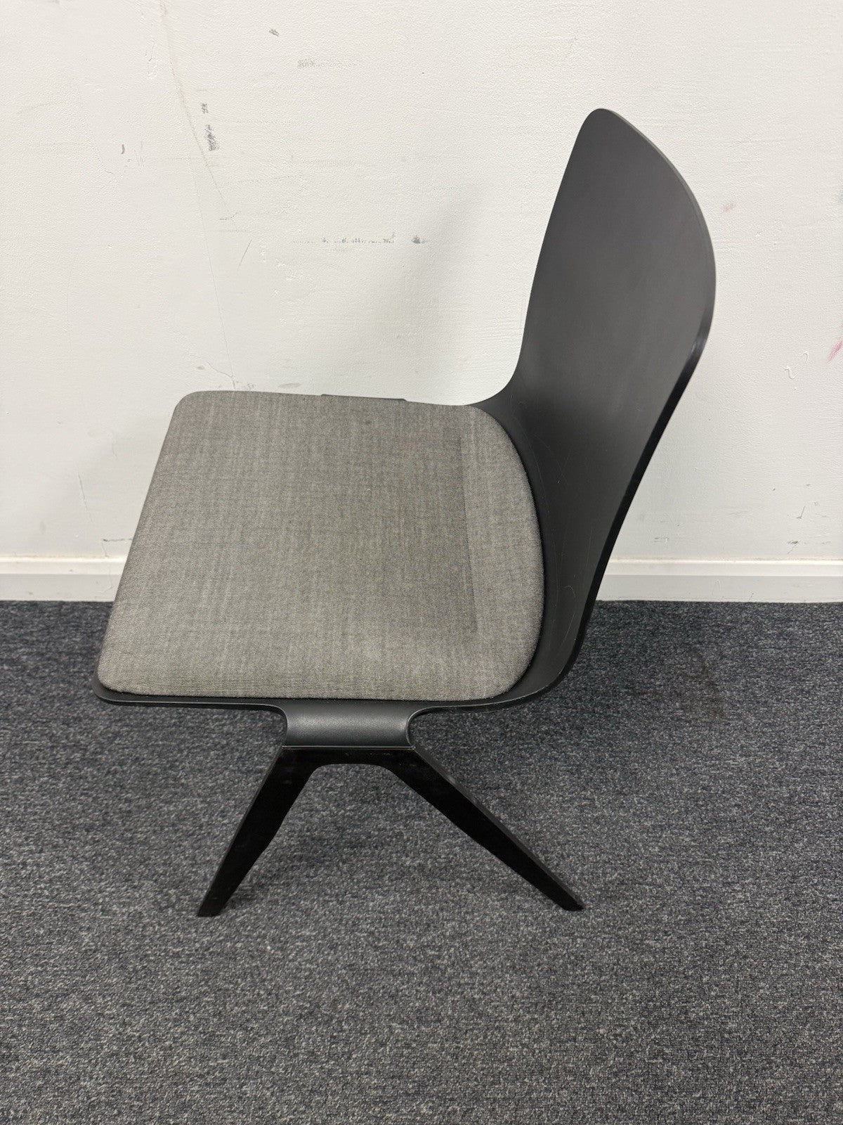 Brunner A -Chair Conference Dining Chair Black Shell Grey Upholstered Seat