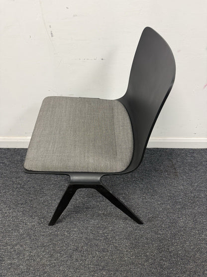 Brunner A -Chair Conference Dining Chair Black Shell Grey Upholstered Seat