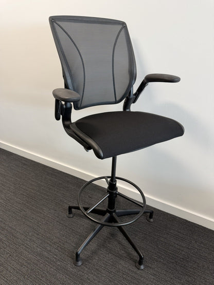 Humanscale Diffrient World Draughtsman Chair Ergonomic Office Stool Mesh Black