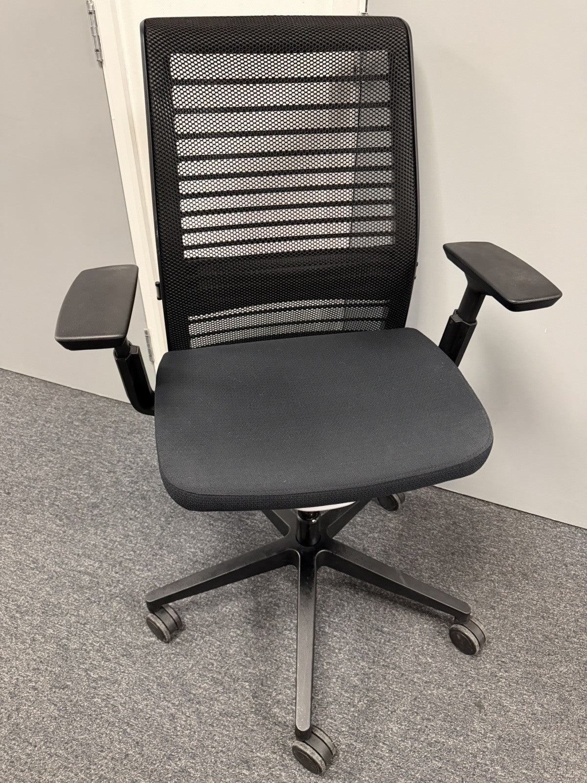 Steelcase Think V2 Operator Chair, Adjustable Lumbar Support, Black Mesh / Fa...