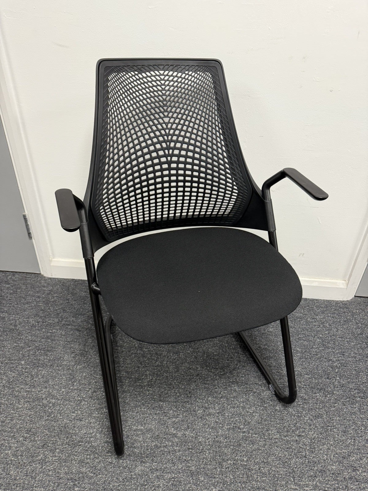 Herman Miller Sayl Conference Chair, Black Triflex / Fabric, Cantilever Frame