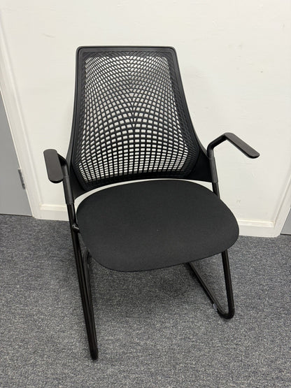 Herman Miller Sayl Conference Chair, Black Triflex / Fabric, Cantilever Frame