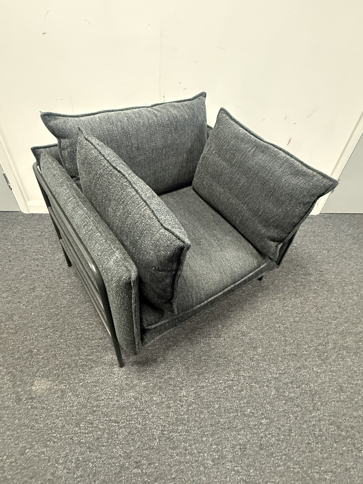 Bolia Pepe Armchair – Designer Scandinavian Lounge Chair – Dark Grey Fabric