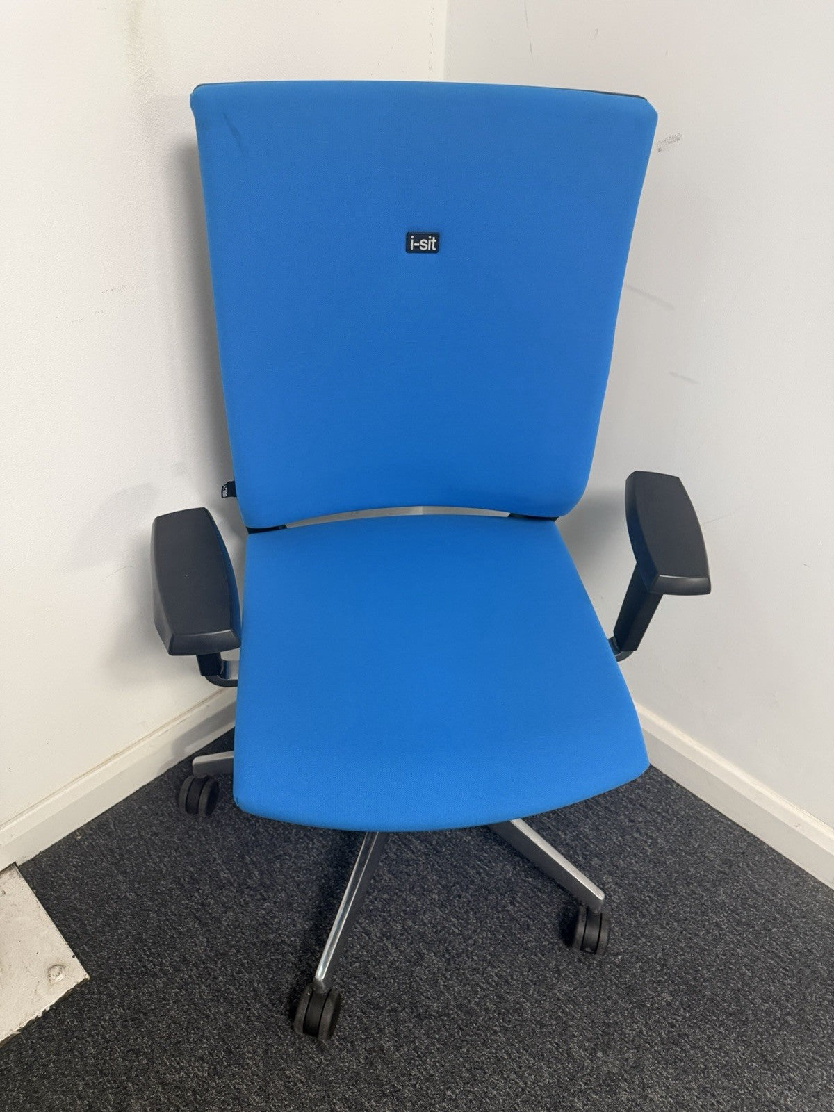 Elite I-Sit Ergonomic Office Chair Blue Fabric Adjustable Arms Task Office Chair