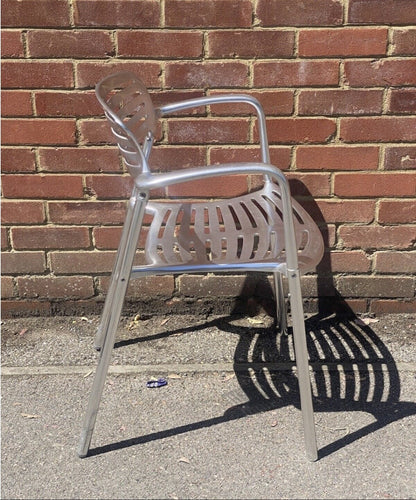 Jorge Pensi Aluminium Designer Outdoor Patio Chairs x4 – Stackable Armchairs
