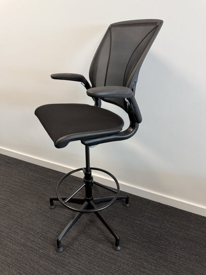 Humanscale Diffrient World Draughtsman Chair Ergonomic Office Stool Mesh Black