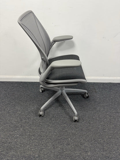 Humanscale Diffrient World Chair In Grey Mesh & Padded Seat