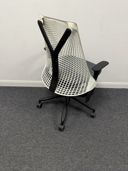Herman Miller Sayl Office Chair Blue/White/Black Backs.