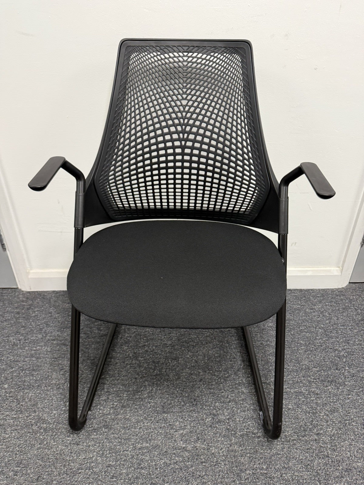 Herman Miller Sayl Conference Chair, Black Triflex / Fabric, Cantilever Frame