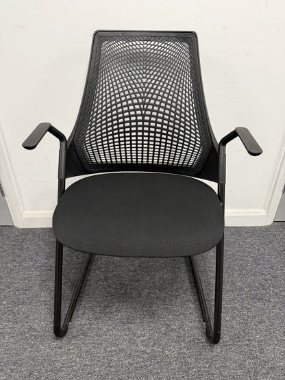Herman Miller Sayl Conference Chair, Black Triflex / Fabric, Cantilever Frame