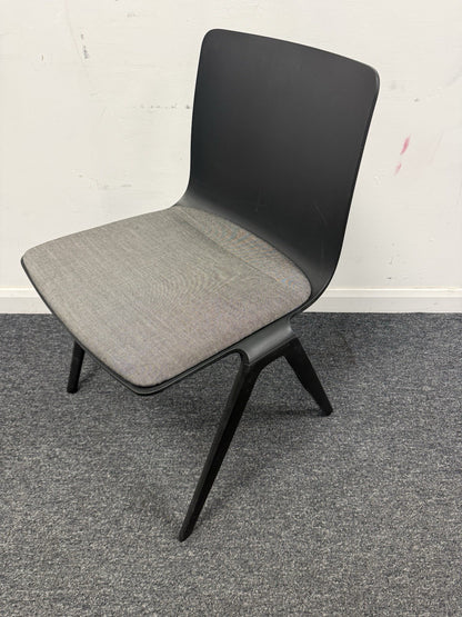 Brunner A -Chair Conference Dining Chair Black Shell Grey Upholstered Seat