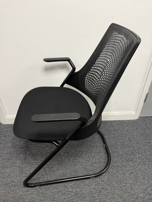 Herman Miller Sayl Conference Chair, Black Triflex / Fabric, Cantilever Frame