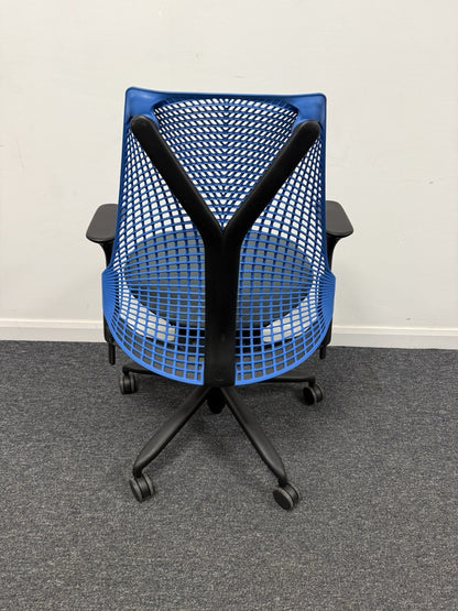 Herman Miller Sayl Office Chair Blue/White/Black Backs.
