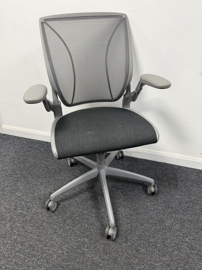Humanscale Diffrient World Chair In Grey Mesh & Padded Seat