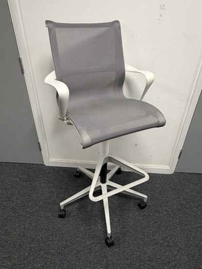 Herman Miller Setu Draughtsman Chair – Grey Mesh Ergonomic Designer Office Chair