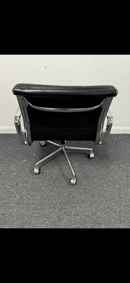 AUTHENTIC Vitra Charles Eames EA217 Soft Pad Chair BLACK LEATHER ICONIC