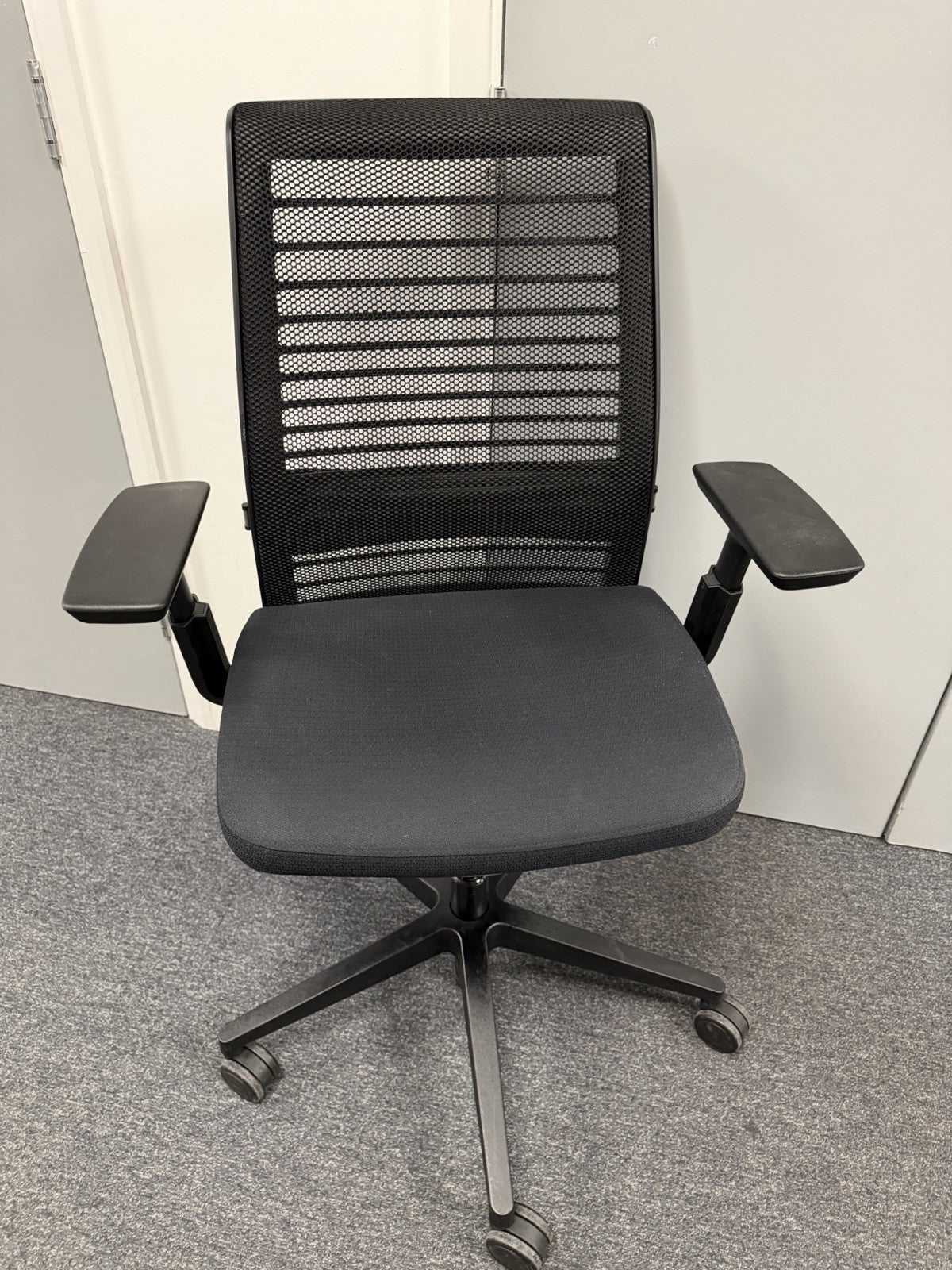 Steelcase Think V2 Operator Chair, Adjustable Lumbar Support, Black Mesh / Fa...
