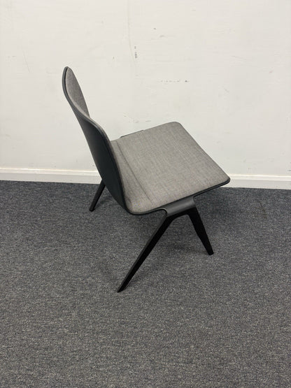 🪑 Brunner A-Chair – Modern Designer Chair – Grey Upholstered – Black Frame