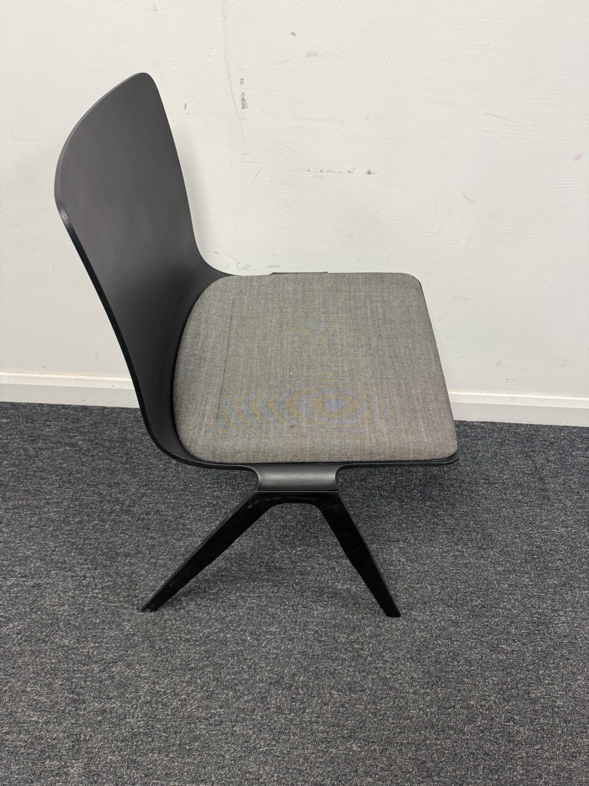 Brunner A -Chair Conference Dining Chair Black Shell Grey Upholstered Seat