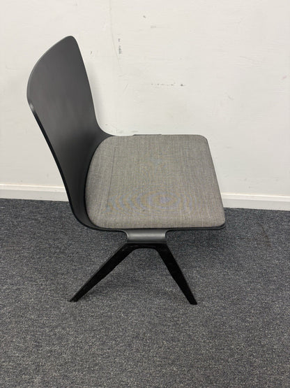 Brunner A -Chair Conference Dining Chair Black Shell Grey Upholstered Seat