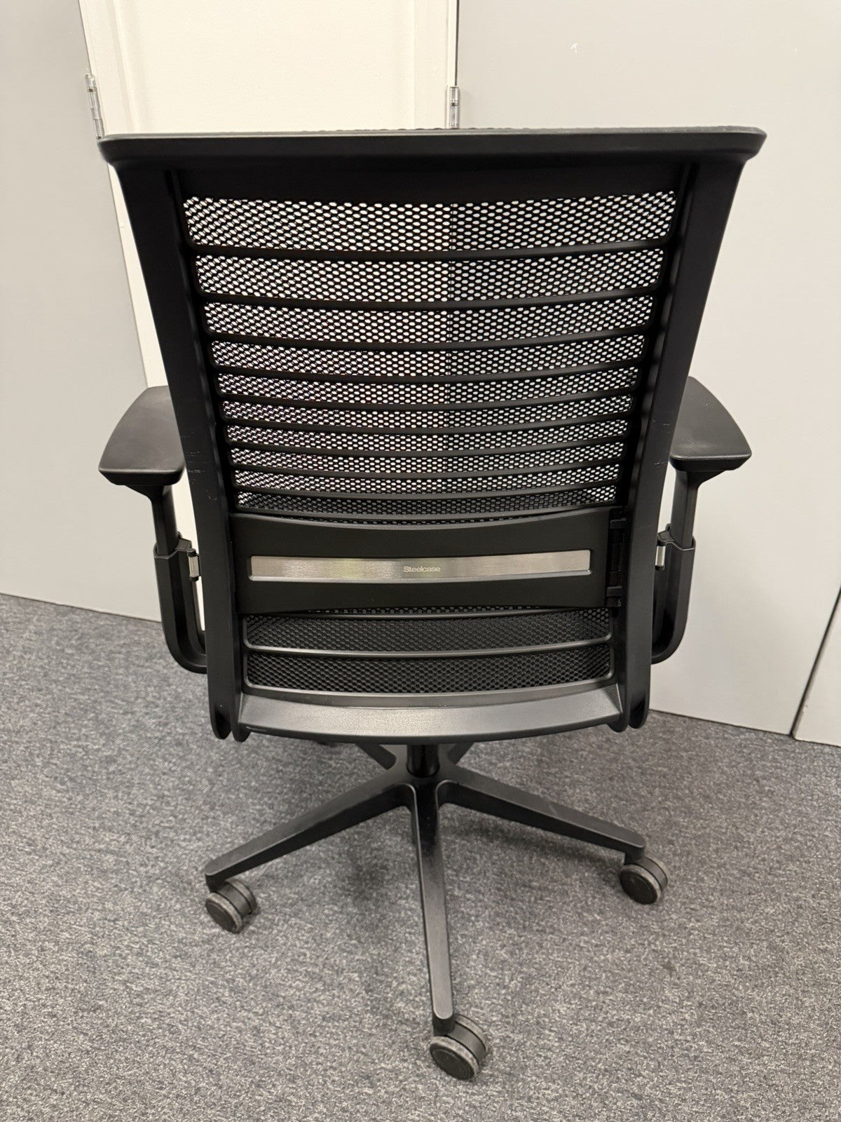 Steelcase Think V2 Operator Chair, Adjustable Lumbar Support, Black Mesh / Fa...