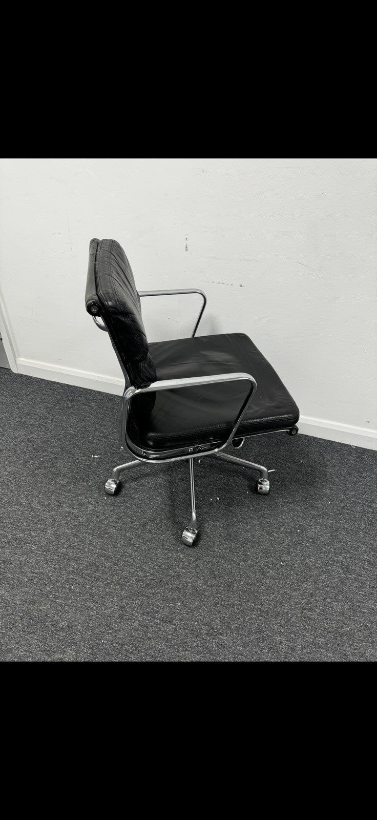 AUTHENTIC Vitra Charles Eames EA217 Soft Pad Chair BLACK LEATHER ICONIC