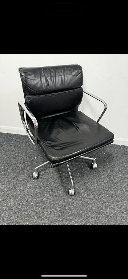 AUTHENTIC Vitra Charles Eames EA217 Soft Pad Chair BLACK LEATHER ICONIC